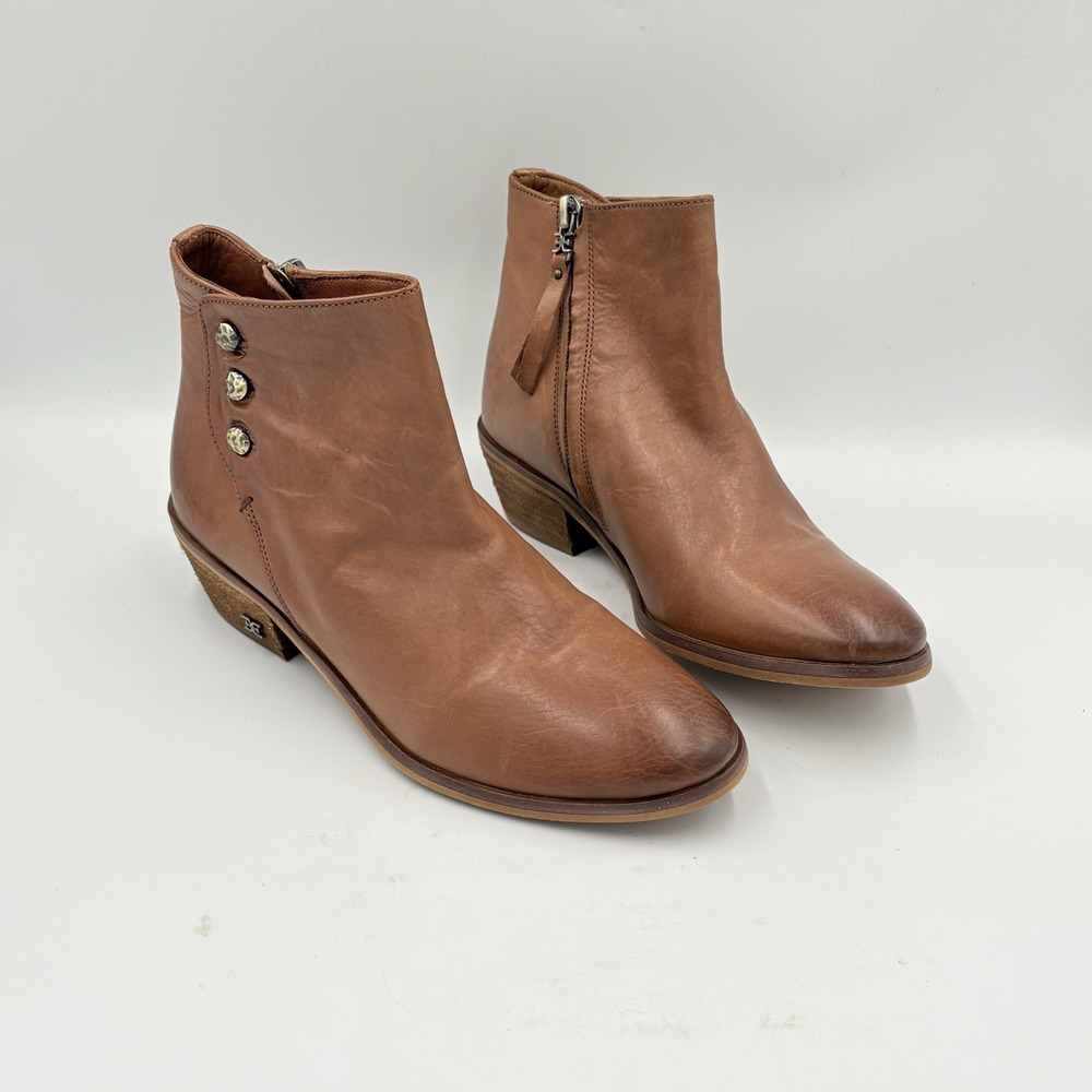 Sam Edelman Petty saddle brown leather ankle boots size 5.5 side zip
